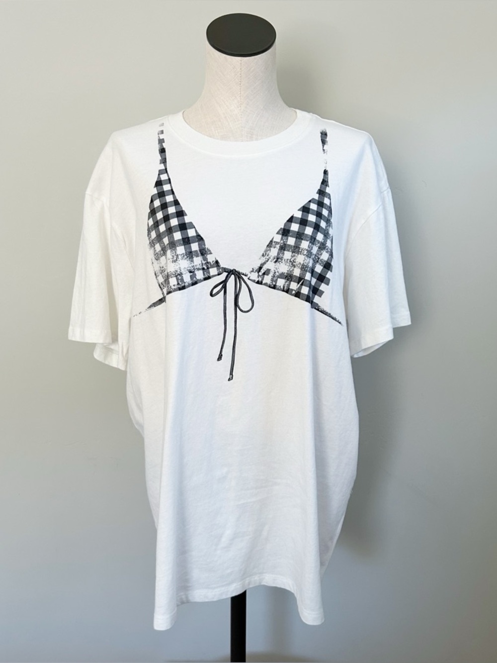 Wild Fable Target Faux Bikini Short Sleeve Tee Gingham Screen Print Size L